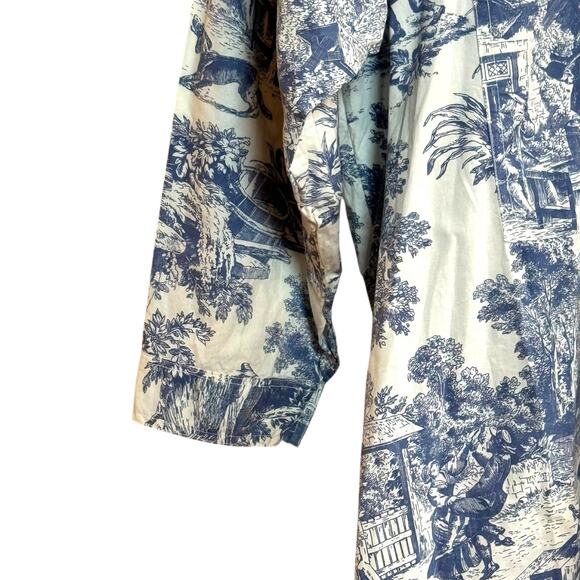 Victorian Classics by Nancy Charlot Medium Blue White Toile Print Sleep Shirt - Picture 5 of 9